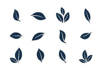 Collections of Green Leaves Icon. leaf icon for natural, eco, bio, organic product, vegan label, herbal nature elements, fresh tree and plant. isolated in white background in vector SVG illustration