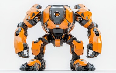 Fototapeta premium 3d super mega very huge big bigges titan robot on black background 