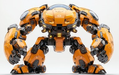 Fototapeta premium 3d super mega very huge big bigges titan robot on black background 