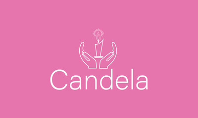 Candle logo with minimalist line art design style