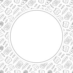 food circle frame in doodle style