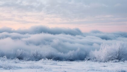 Frosted Clouds in a Winter Landscape - A Tranquil Scene