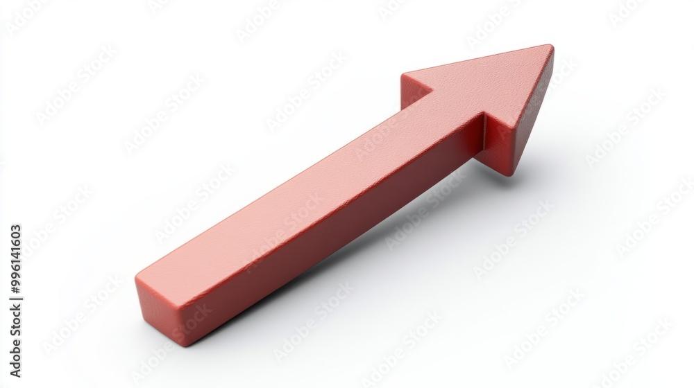 Poster a 3d arrow pointing forward and upwards, symbolizing progress, isolated on white