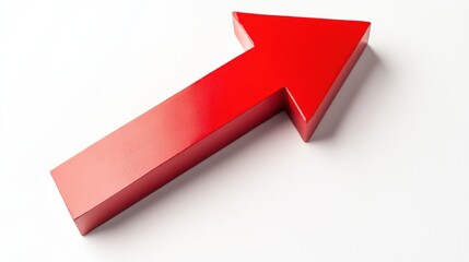 A bold red arrow pointing down, symbolizing decline, isolated on a white background