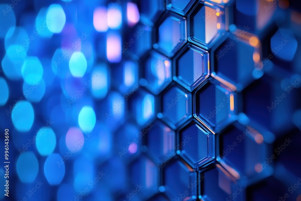Poster abstract blue hexagonal pattern