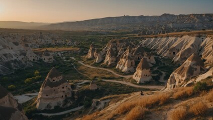 Cappadocia&rsquo;s sunrise magic with hot air balloons floating above the rugged terrain