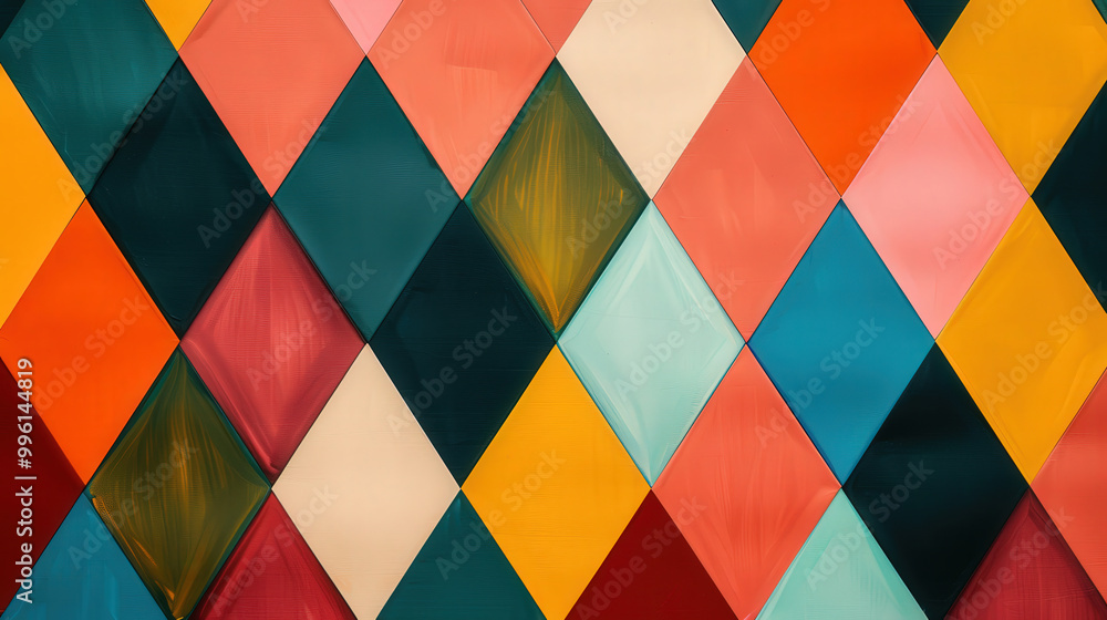 Canvas Prints colorful geometric diamond pattern, a vibrant and cheerful design featuring an array of colorful dia