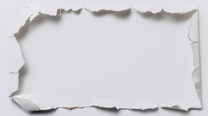 Fototapeta premium Torn Paper Edges on White Background, showcasing intricate details of ripped edges, minimalist design, ample copy space, emphasizing texture and form.