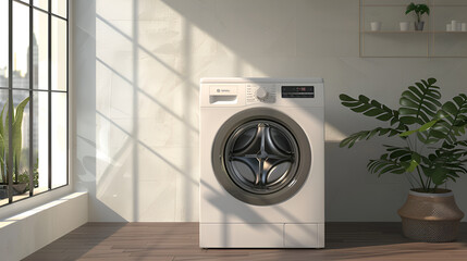 Modern washing machine symbolizing smart home technology with energy-efficient features and innovative laundry solutions for contemporary households

