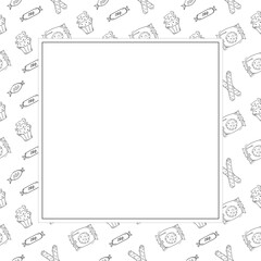 food frame in doodle style frame background