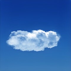 White cumulus cloud shape over blue sky background, single cloud illustration