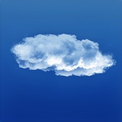 White cumulus cloud shape over blue sky background, single cloud illustration