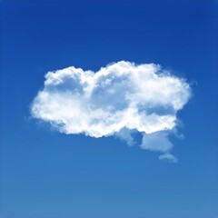 Fototapeta premium White cumulus cloud shape over blue sky background, single cloud illustration