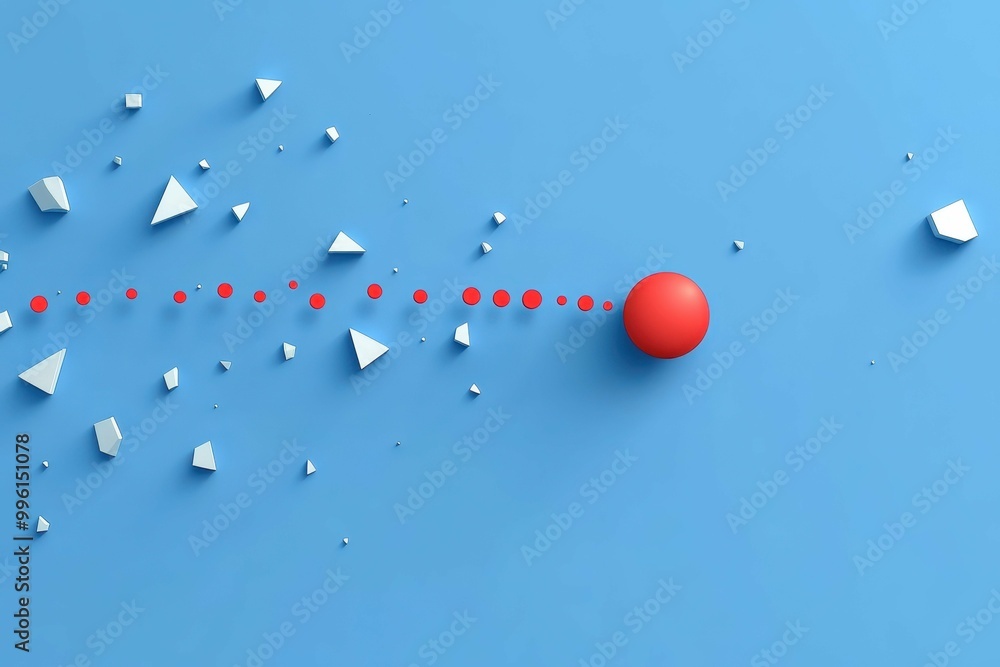 Poster minimalist a red dot expanding outward in a controlled blue background symbolizing the spread of ext