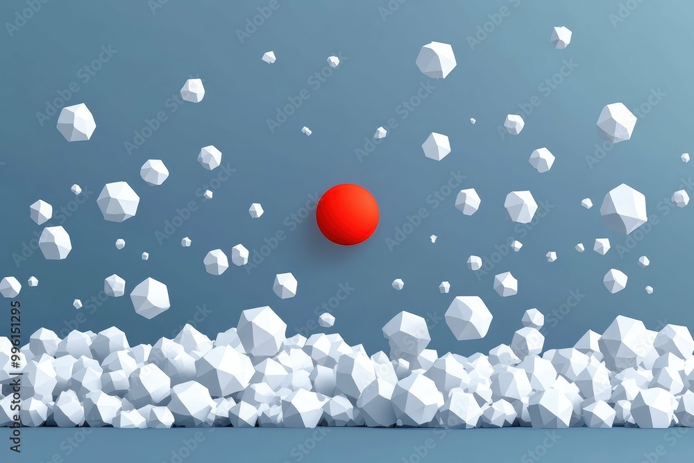 Aufkleber minimalist a single red dot surrounded by a field of white dots representing isolation in extremism.