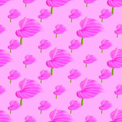 seamless pattern with pink flowers