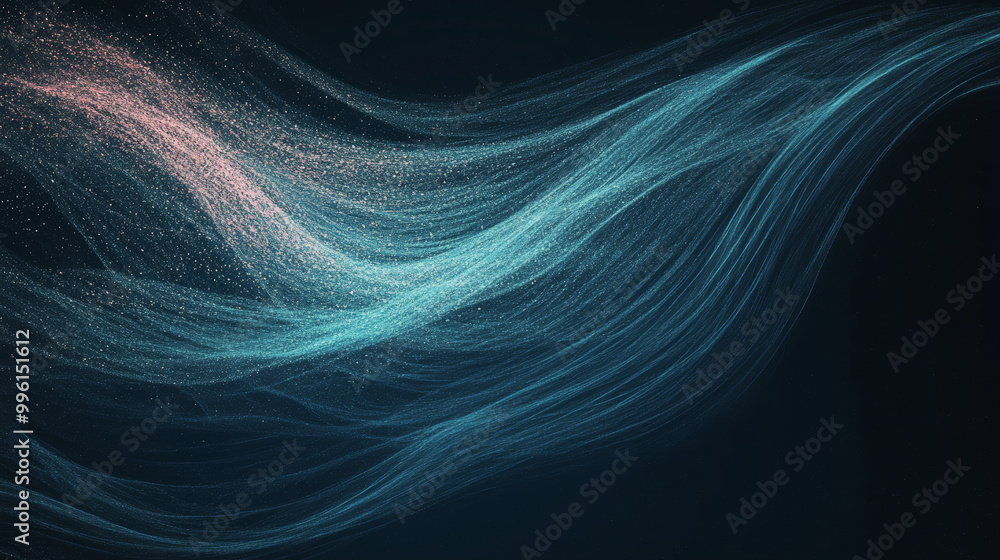 Wall mural ethereal flowing lines of light create mesmerizing effect against dark background, evoking sense of 
