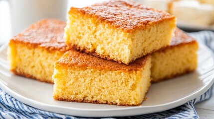 Enjoy a delicious and moist cornbread made with plant-based ingredients like almond milk and vegan butter.