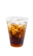 Cold tea drink in plastic cup isolated on transparent background