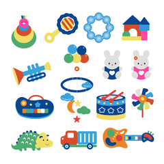 Fototapeta premium collection of vector colorful children's toy sets for Baby 