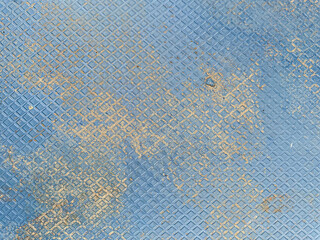 Abstract background of dirty blue grid pattern metal plate texture