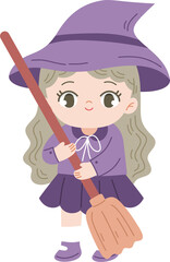 cute witch character cartoon clipart