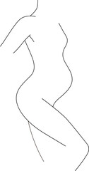 Pregnant woman, linear black and white elegant illustration, hand drawn line art, editable strokes