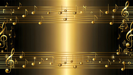 Elegant golden and black background with sheet music, elegant, golden, black, background, sheet music
