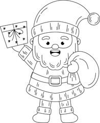 cute santa claus character outline for coloring