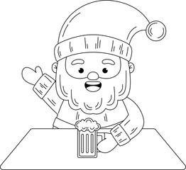 cute santa claus character outline for coloring