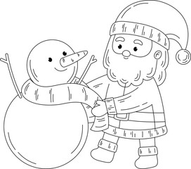 cute santa claus character outline for coloring