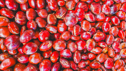 full frame photo of jengkol in the traditional market. with another name archidendron pauciflorum.