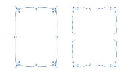 Elegant hand-drawn frames with leaves and flowers. Minimalist vector set of frames for wedding invitations, garden-themed designs, eco-friendly projects, or nature-inspired artwork