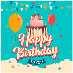 Retro style happy birthday poster