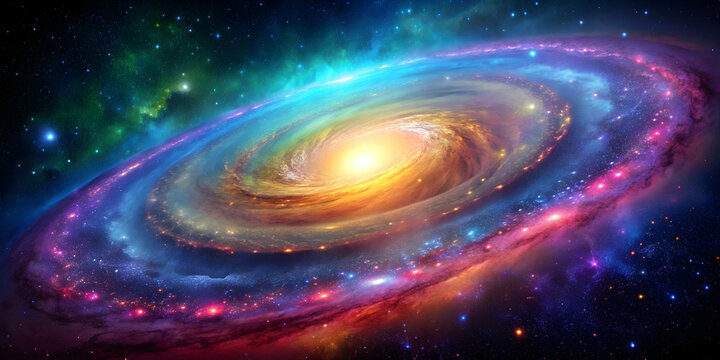Fototapeta Vibrant and colorful generated image of a galaxy, galaxy, vibrant, colorful, AI, generated, stars, space, universe