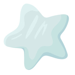 Blue vector star in simple style, isolated on white background. Starburst in flat style for design of patterns, cards and banners