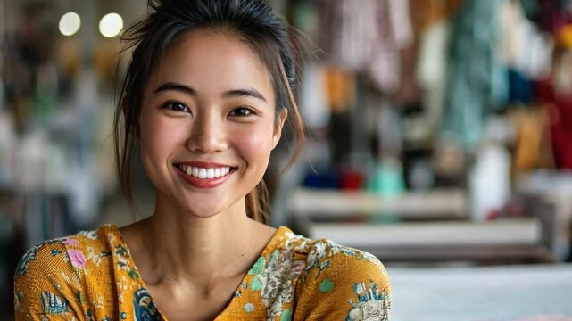 A small business owner who is Asian and focuses on craftsmanship and cultural diversity, creating products with a varied group of artisans.