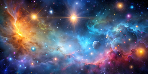 Obraz premium Deep space background with colorful stars, galaxies, and nebulae , deep space, galaxy, stars, nebula, background