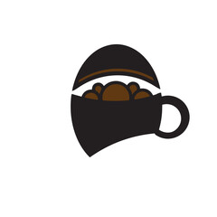 egg-shaped coffee cup logo, egg cup icon