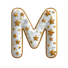 Intricate Decorative Letter M with Stars and Details