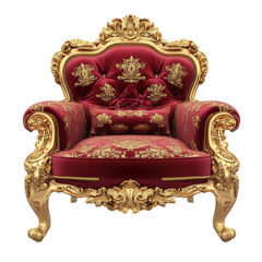 Classic luxury red armchair with classic luxury table on tiger print carpet