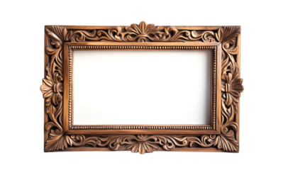 a brown frame with a white background. 