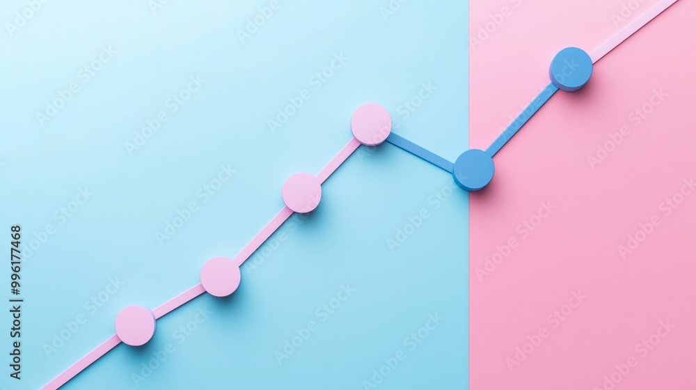 Poster simple line graph showing sales growth in minimalist style