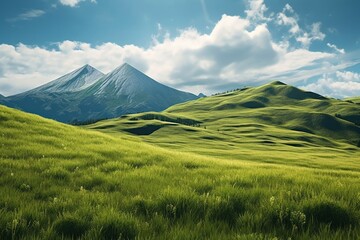 Grass hill landscape grassland panoramic.