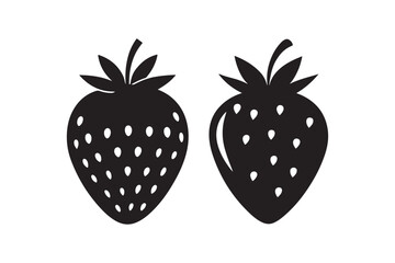 Strawberries silhouette vector illustration, Strawberries silhouette vector bundle.