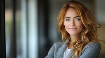 Fototapeta premium Confident Businesswoman with Red Hair Smiling