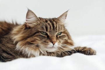 Obraz premium A senior cat, on solid white background, single object