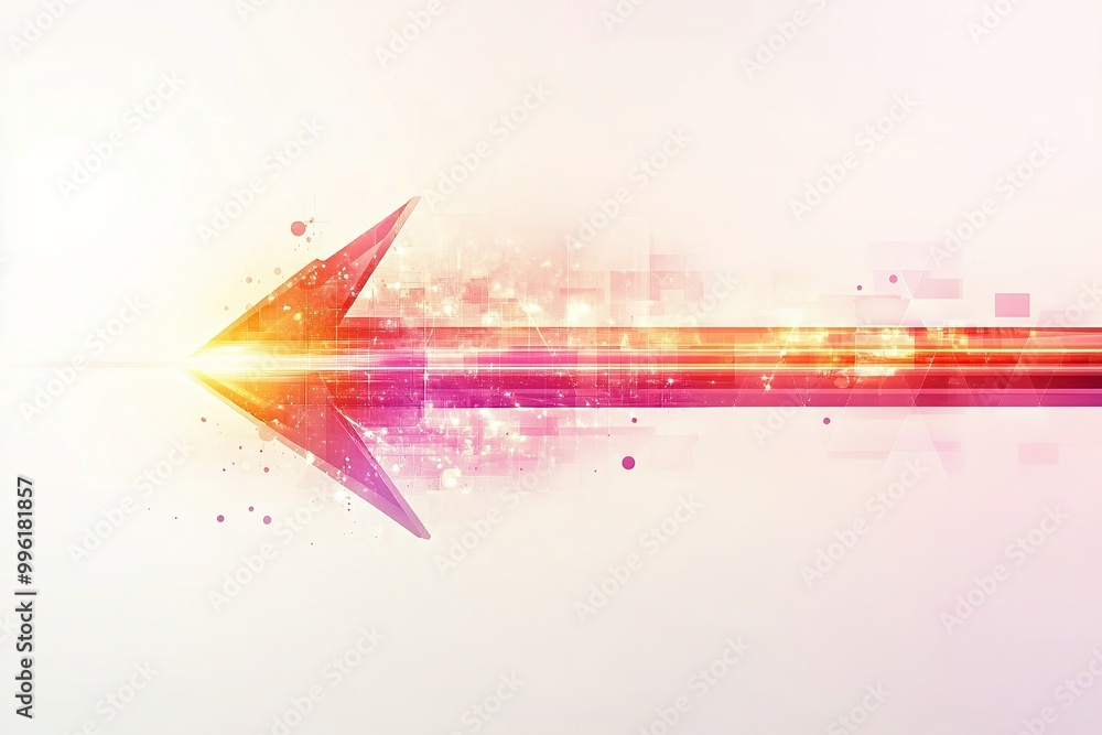 Poster arrows with light effect on solid white background, single objects