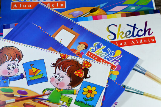 Cairo, Egypt, September 13 2024: Alaa Aldein Sketch, sketchbook is a book or pad with blank pages for sketching, frequently used by artists for drawing or painting as a part of their creative process