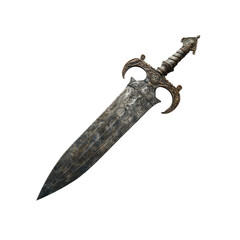 Obraz premium Old sword medieval weapon blade knight equipment with ornate handle isolated on transparent background